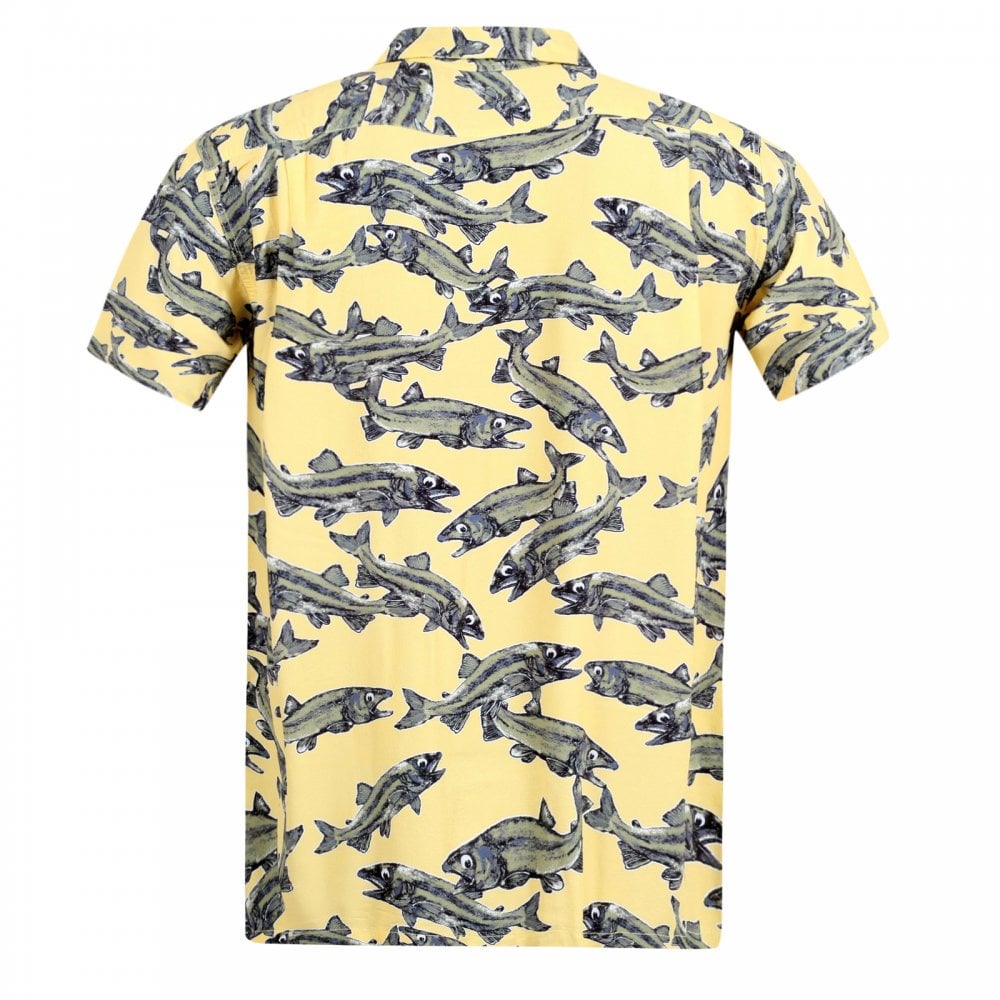 Sun Surf Keoni of Hawaii Yellow SS37463 Limited Edition Short Sleeve Regular fit Mens Hawaiian Shirt with Cuban Collar