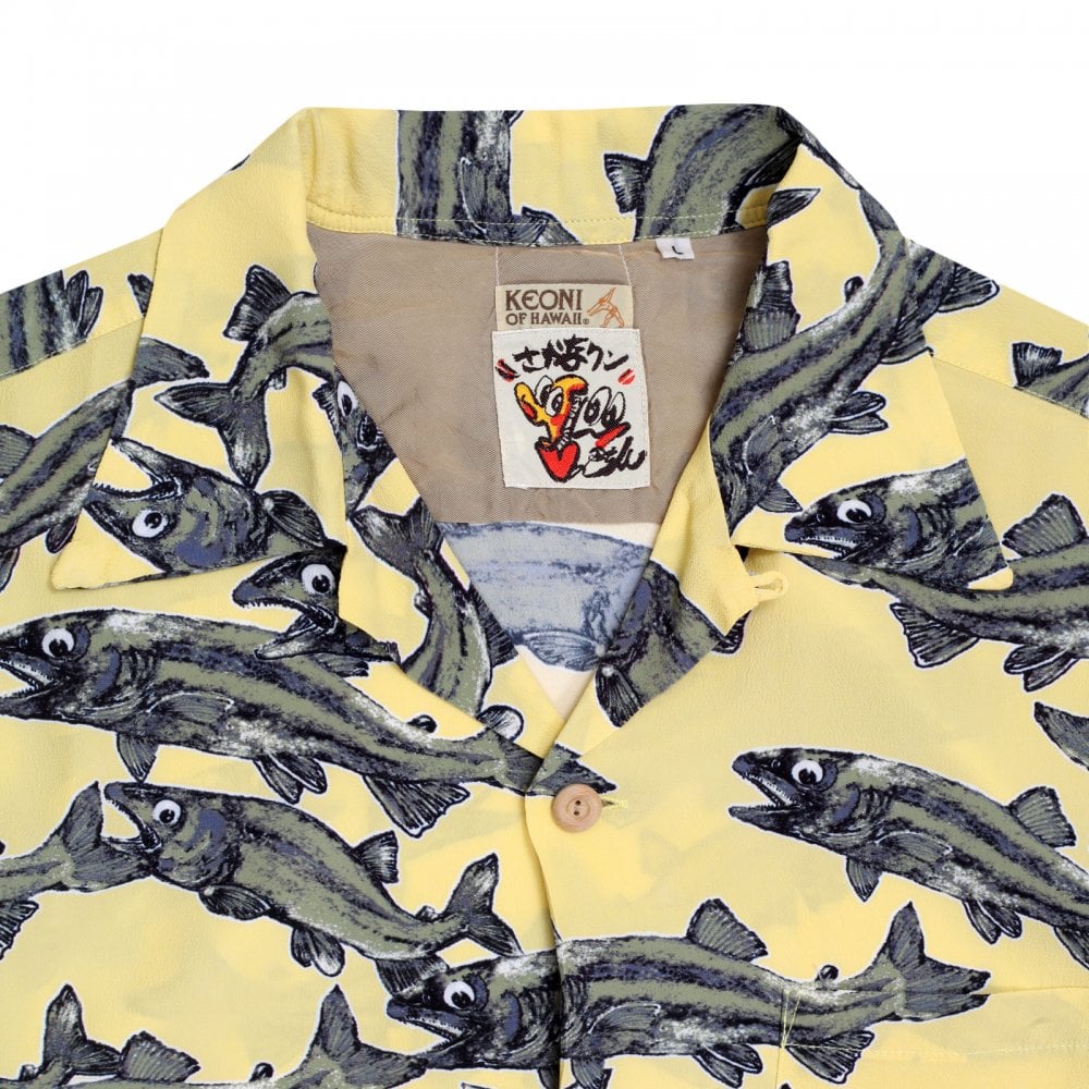 Sun Surf Keoni of Hawaii Yellow SS37463 Limited Edition Short Sleeve Regular fit Mens Hawaiian Shirt with Cuban Collar