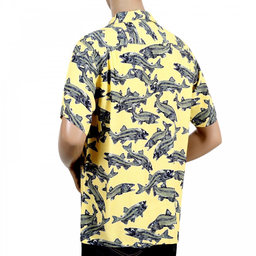 Sun Surf Keoni of Hawaii Yellow SS37463 Limited Edition Short Sleeve Regular fit Mens Hawaiian Shirt with Cuban Collar