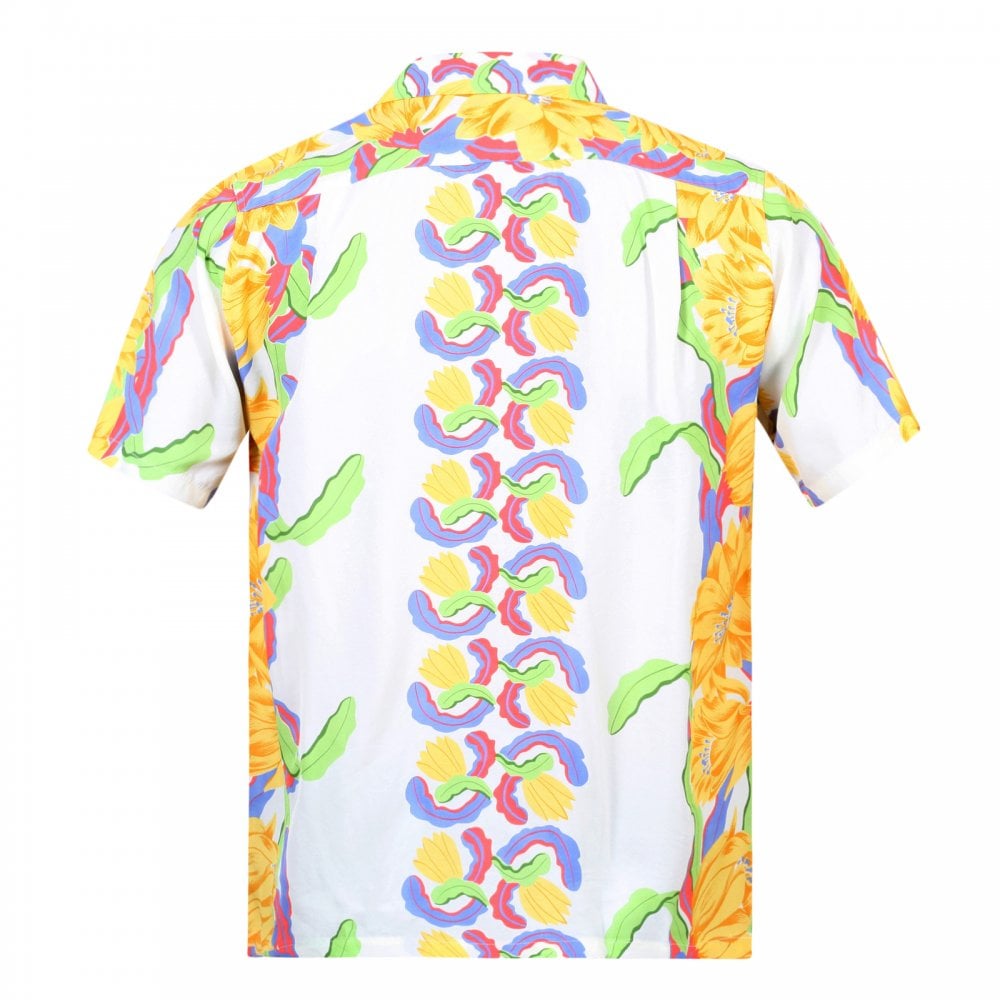Sun Surf Night Blooming Cereus Border SS33876 White Short Sleeve Regular Fit Hawaiian Shirt for Men