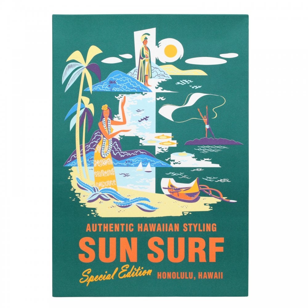 Mens Regular fit Olive Oahu History of Troops Printed SS37576 Hawaiian Shirt with Cuban collar by Sun Surf
