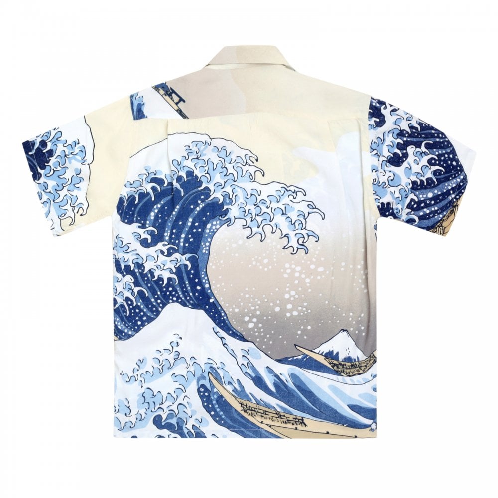 Limited Edition Sun Surf SS37576 Great Wave of Kanaqawa Regular Fit Short Sleeve Off White Hawaiian Shirt for Men