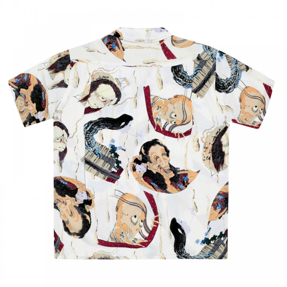 Sun Surf Special Edition Mens Rayon Off White Regular Fit SS37653 Short Sleeve One Hundred Ghost Tales Print Hawaiian Shirt