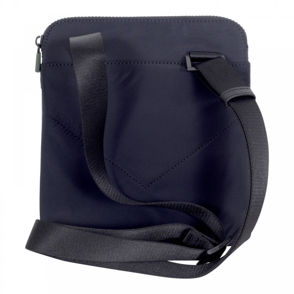 Emporio Armani Mens Jacquard Logo Front PVC Made Nylon Finish Y4M168 YKS4V Black Messenger Bag with Inner Pouch for Mobile