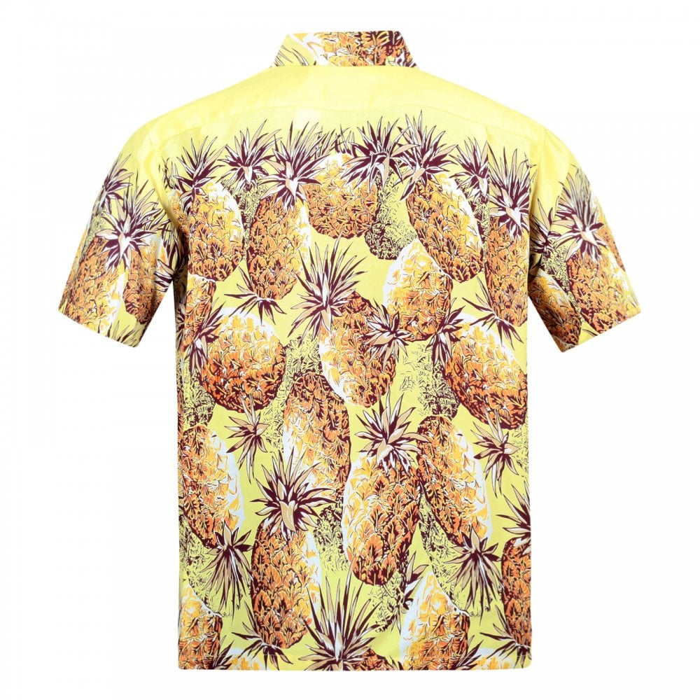Sun Surf Yellow Rayon Short Sleeve SS36441 Regular Fit Mens Hawaiian Shirt with Pineapple Print