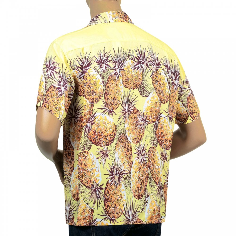 Sun Surf Yellow Rayon Short Sleeve SS36441 Regular Fit Mens Hawaiian Shirt with Pineapple Print