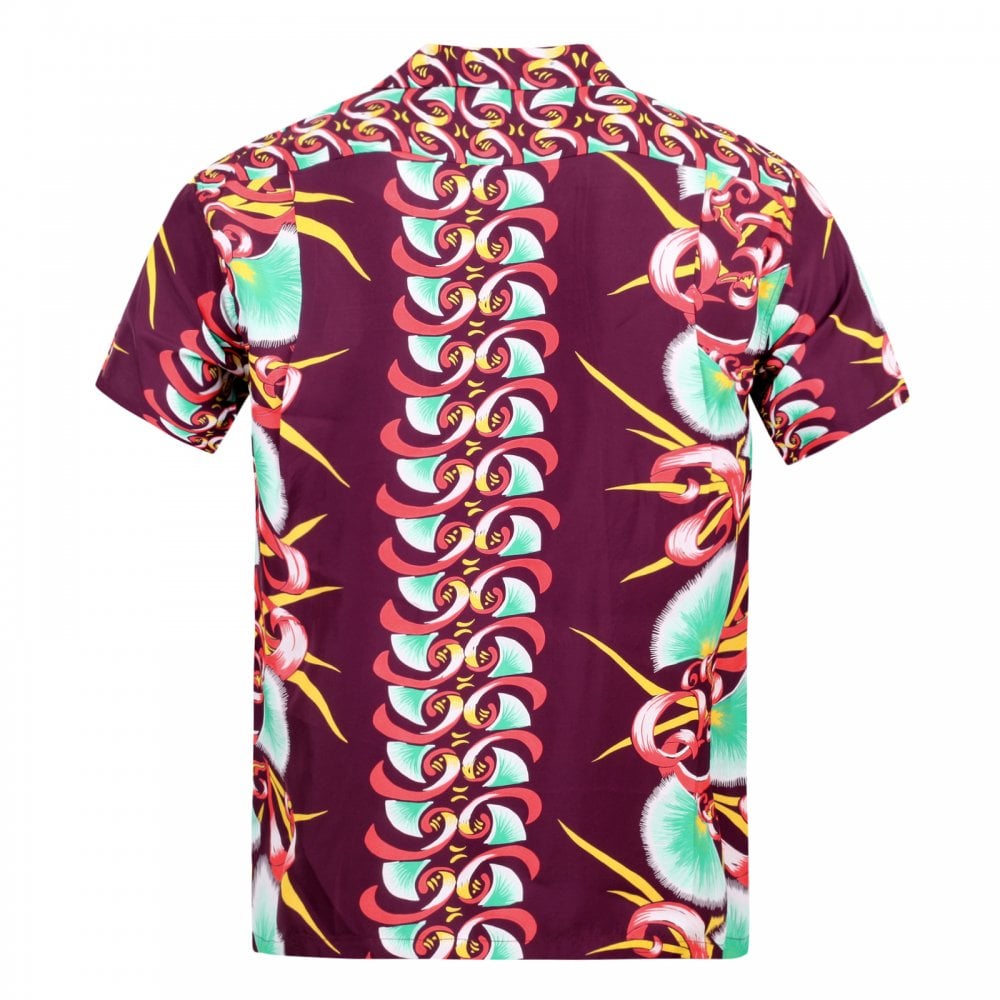 Sun Surf Wine Rayon Short Sleeve SS37793 Regular Fit Mens Hawaiian Shirt with Aloha Bombax Tree Print