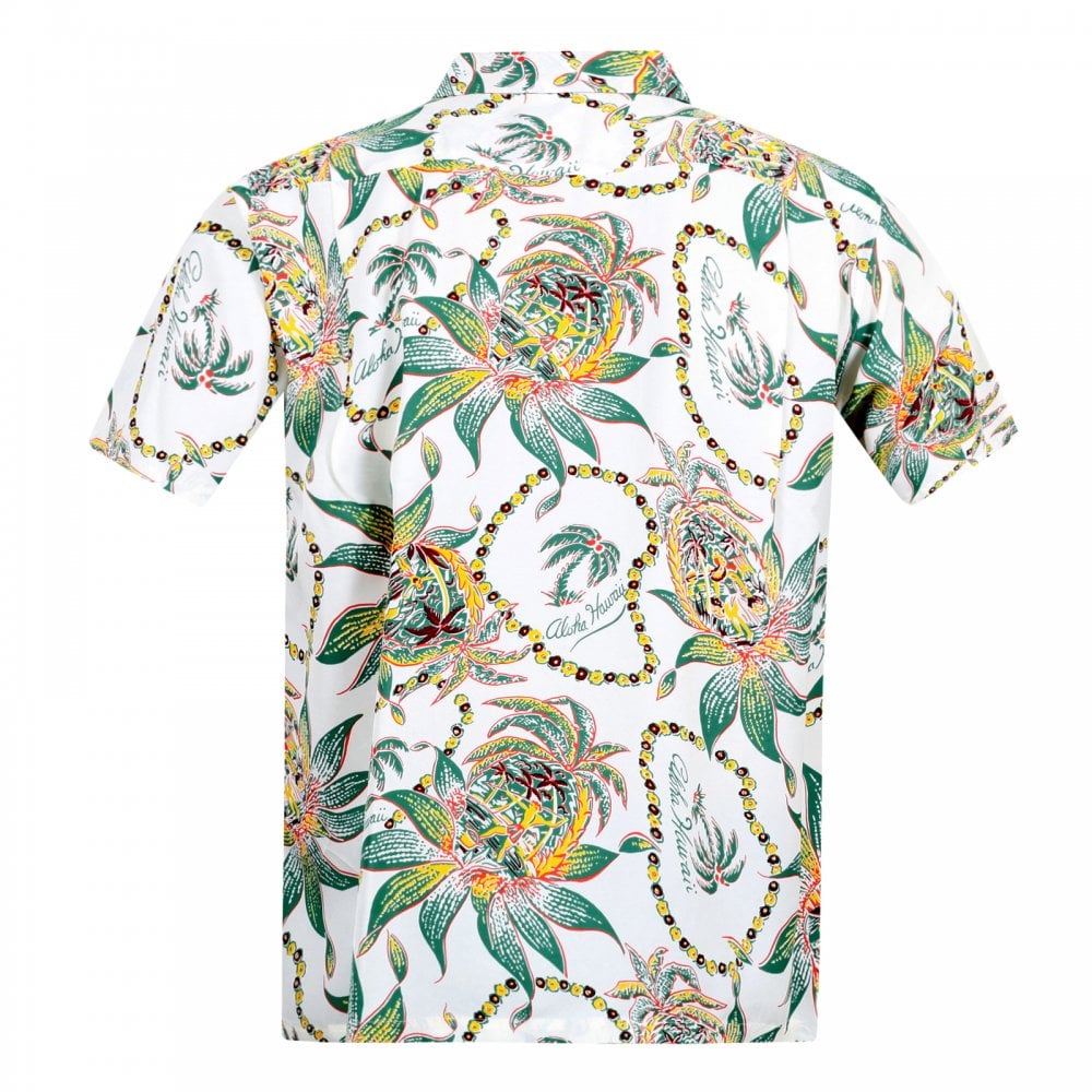 Sun Surf Off White Rayon Short Sleeve SS37774 Regular Fit Mens Hawaiian Shirt with Dreams and Pineapples Print