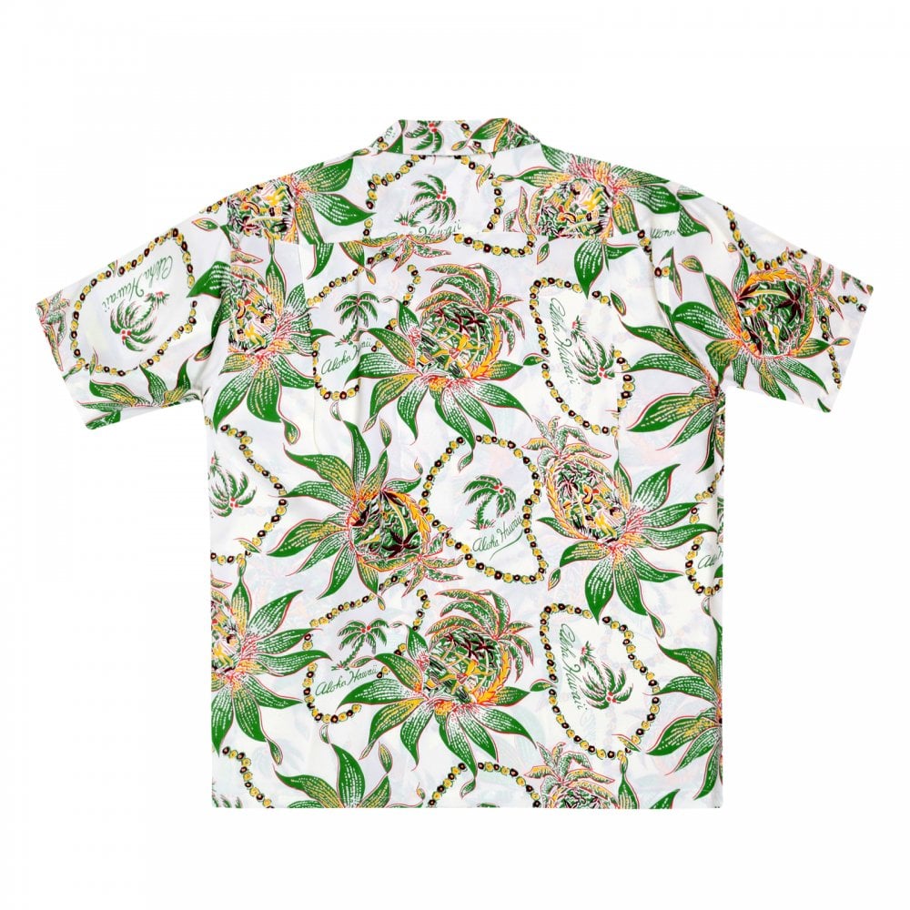 Sun Surf Off White Rayon Short Sleeve SS37774 Regular Fit Mens Hawaiian Shirt with Dreams and Pineapples Print