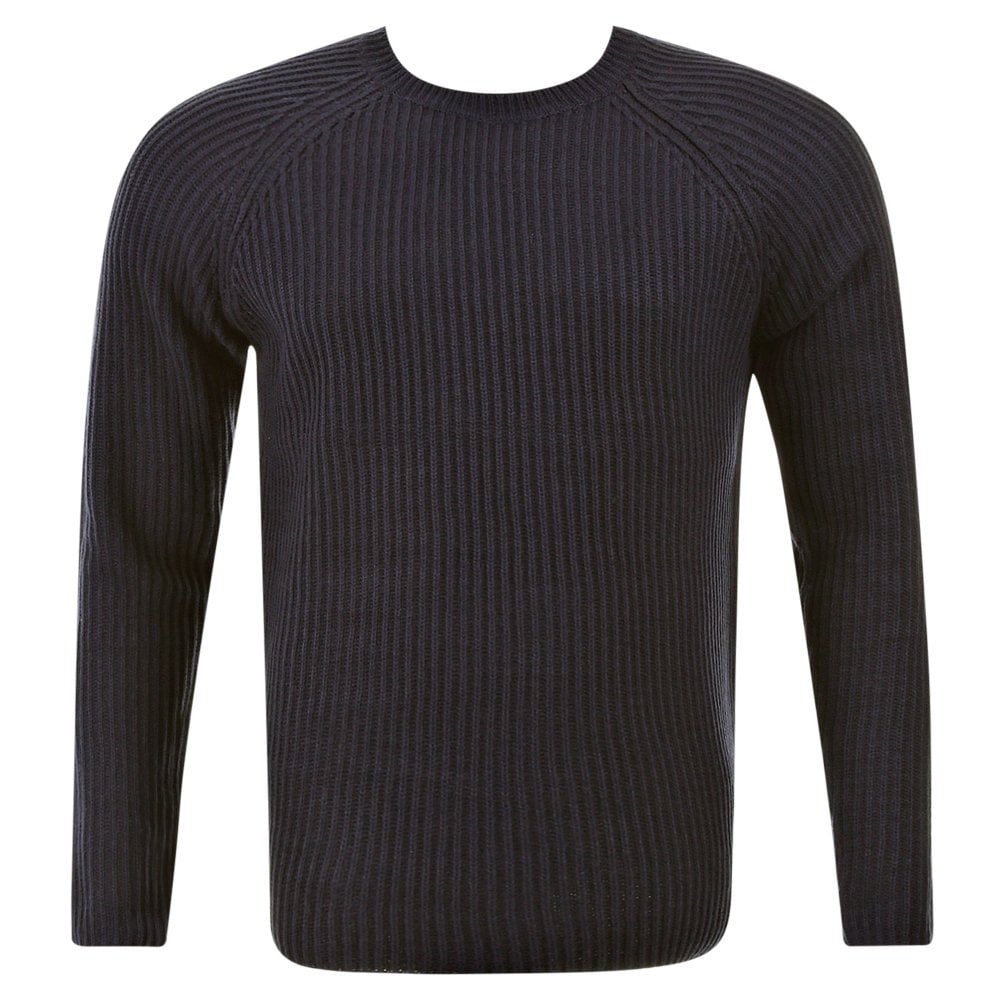 Dark Navy Crew Neck Raglan Sleeve Regular Fit Knitted Jumper