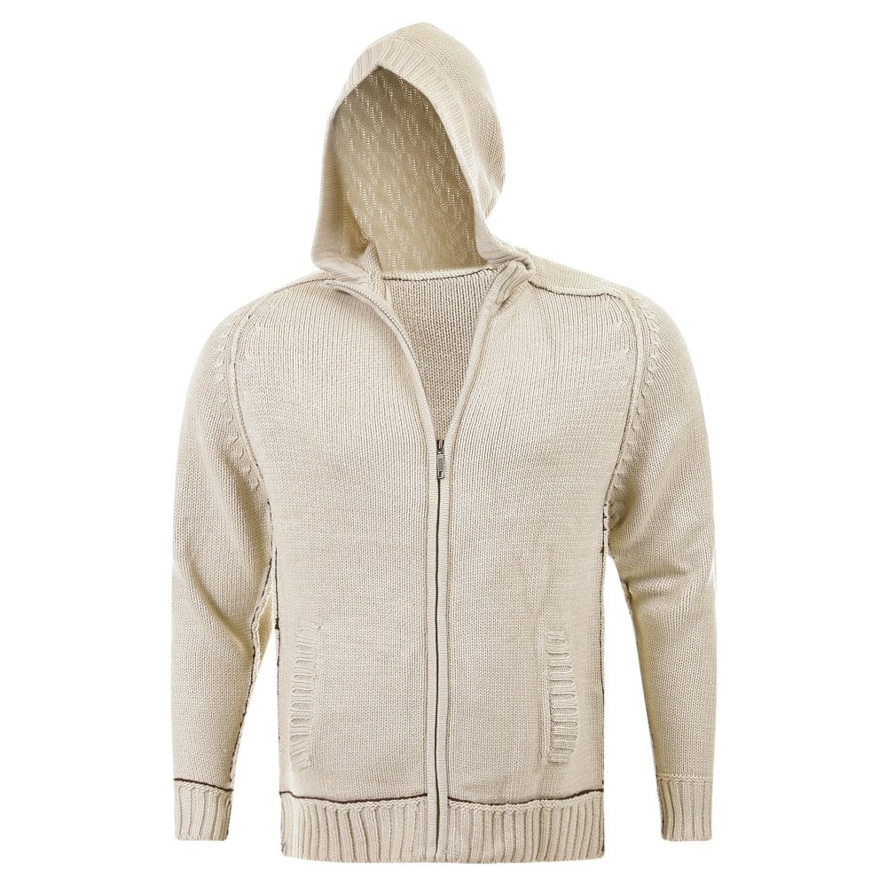 Beige Knitted Hooded Cardigans for Men by Thug Angel – Niro Fashion
