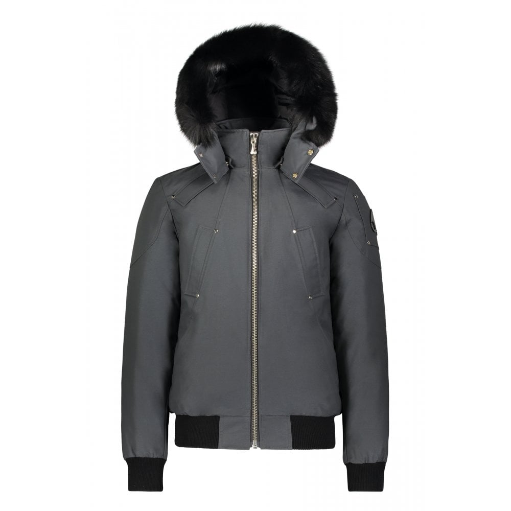 Granite Ballistic Bomber Jacket with Black Fur