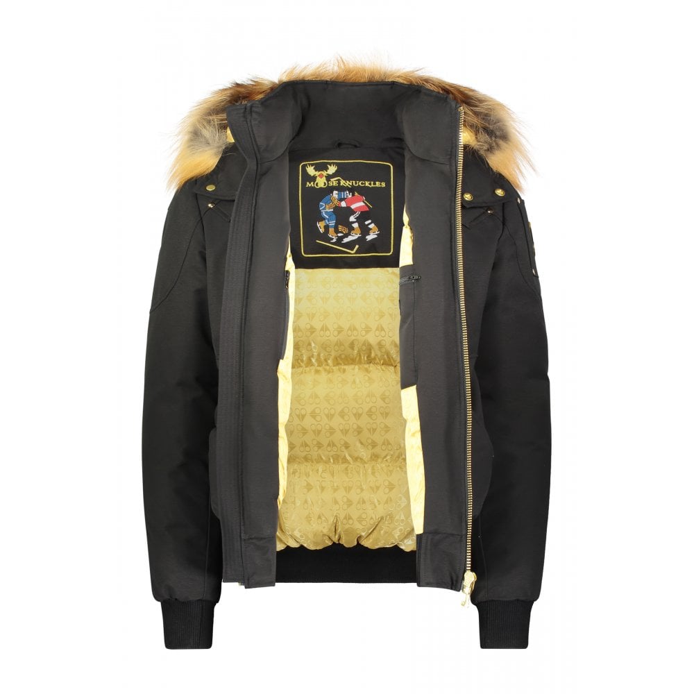 Black Rapids Bomber Jacket with Gold Fur