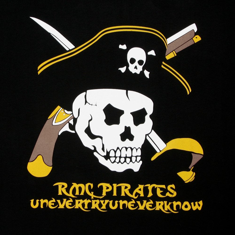 Black Regular Fit Crew Neck Short Sleeve Pirates T-Shirt