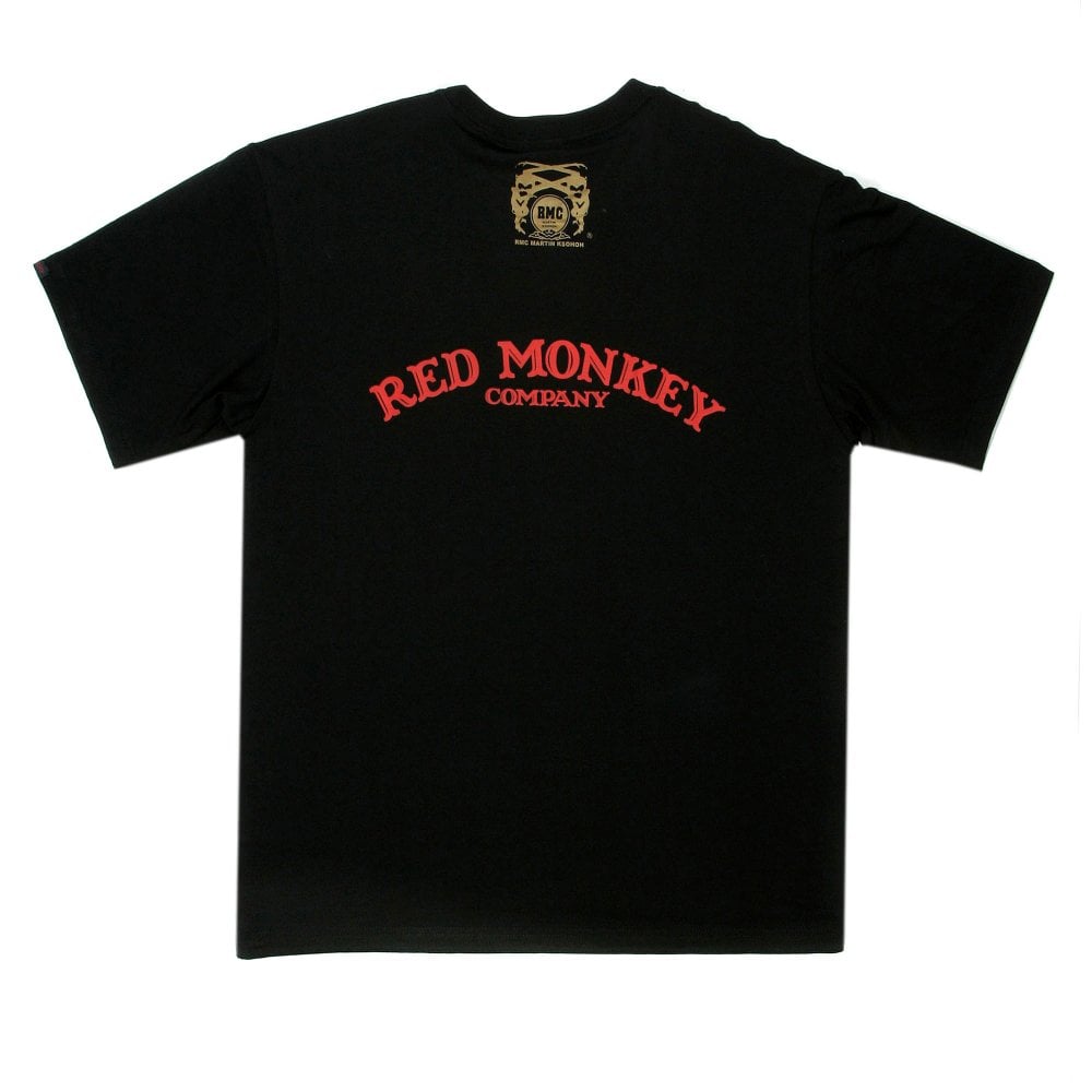 Black Crew Neck Regular Fit T-Shirt with Printed Half Monkeys
