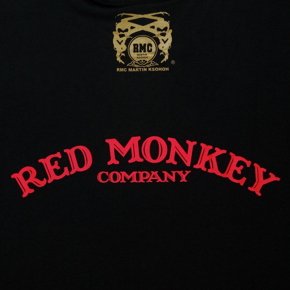 Black Crew Neck Regular Fit T-Shirt with Printed Half Monkeys