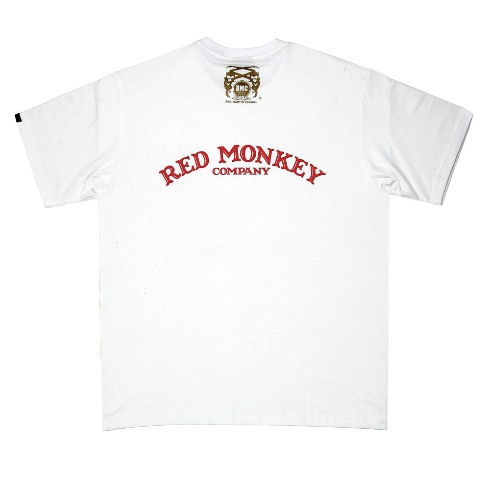 White Crew Neck Regular Fit T-Shirt with Printed Half Monkeys