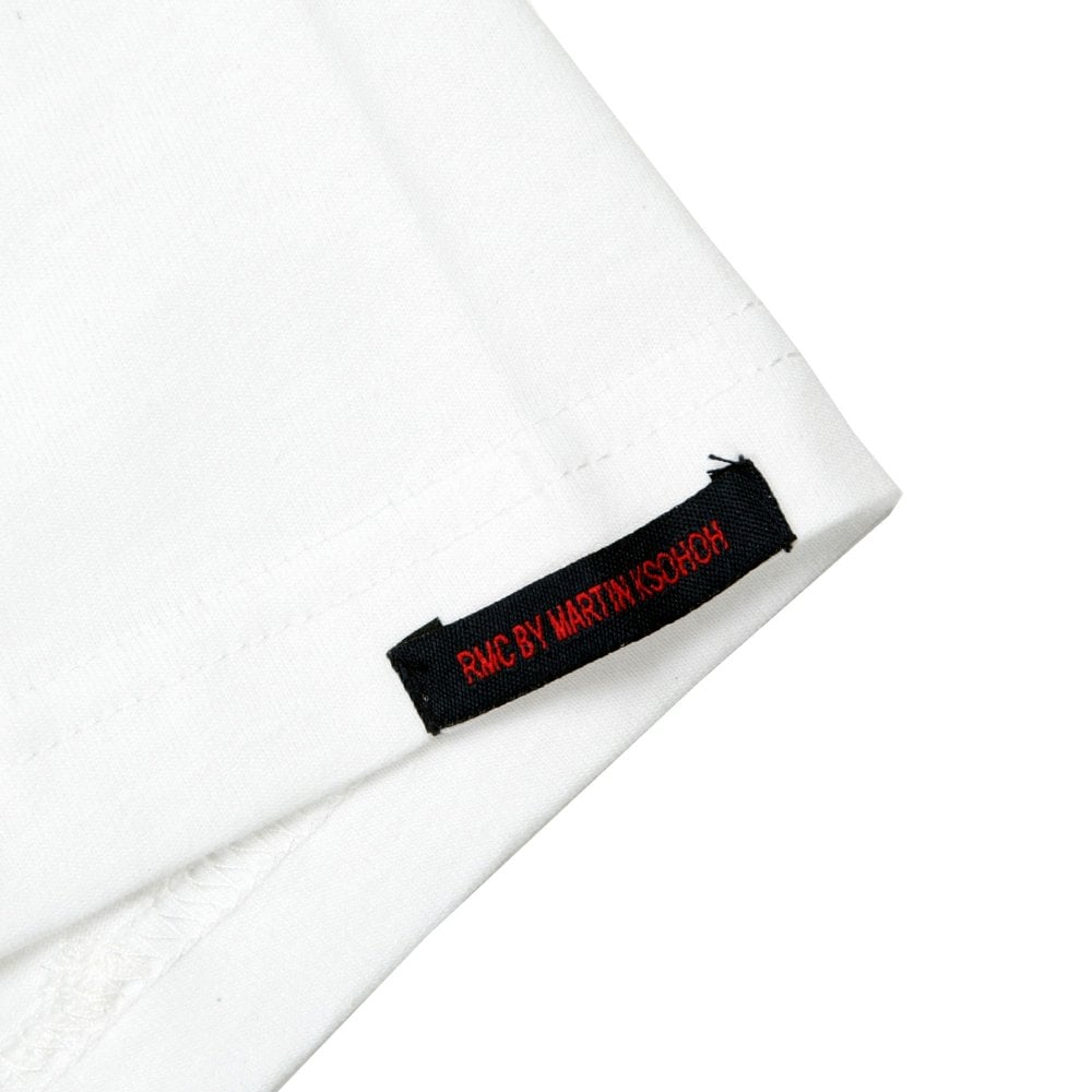 White Crew Neck Regular Fit T-Shirt with Printed Half Monkeys