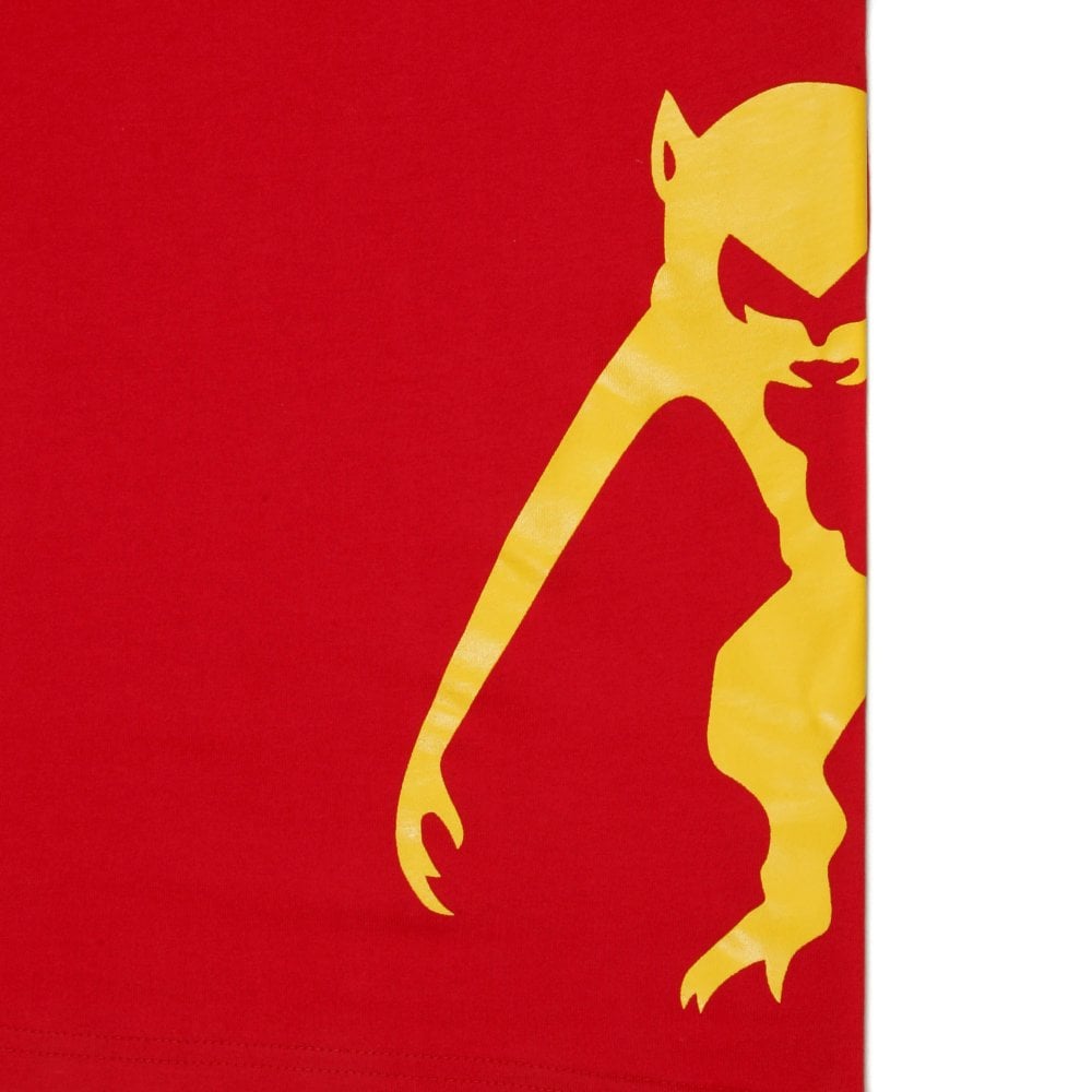 Red Crew Neck Regular Fit T-Shirt with Printed Half Monkeys