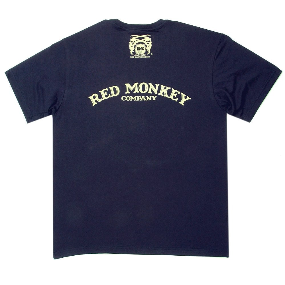 Navy Crew Neck Regular Fit T-Shirt with Printed Half Monkeys