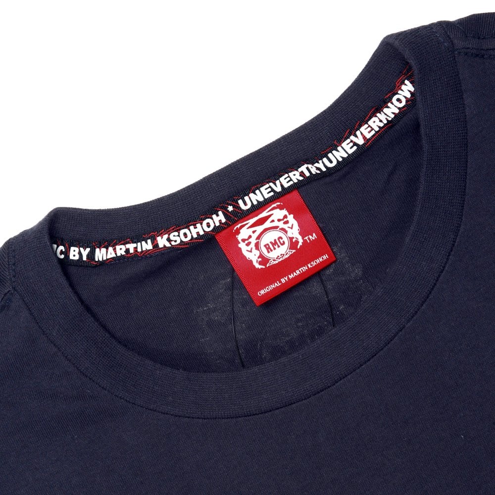 Navy Crew Neck Regular Fit T-Shirt with Printed Half Monkeys