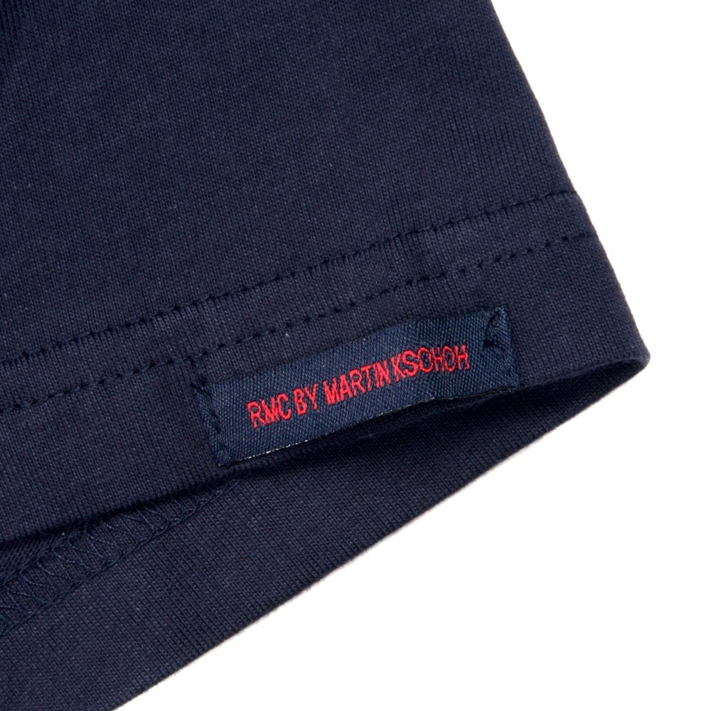 Navy Crew Neck Regular Fit T-Shirt with Printed Half Monkeys