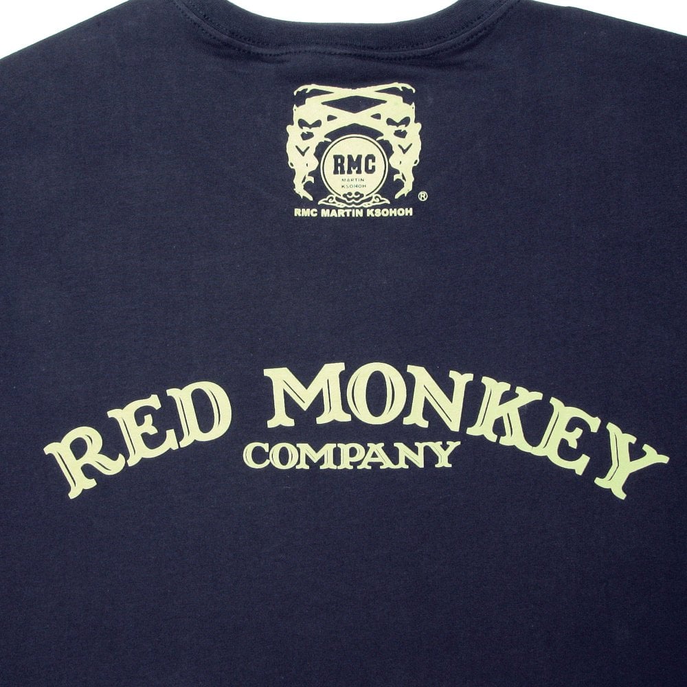 Navy Crew Neck Regular Fit T-Shirt with Printed Half Monkeys