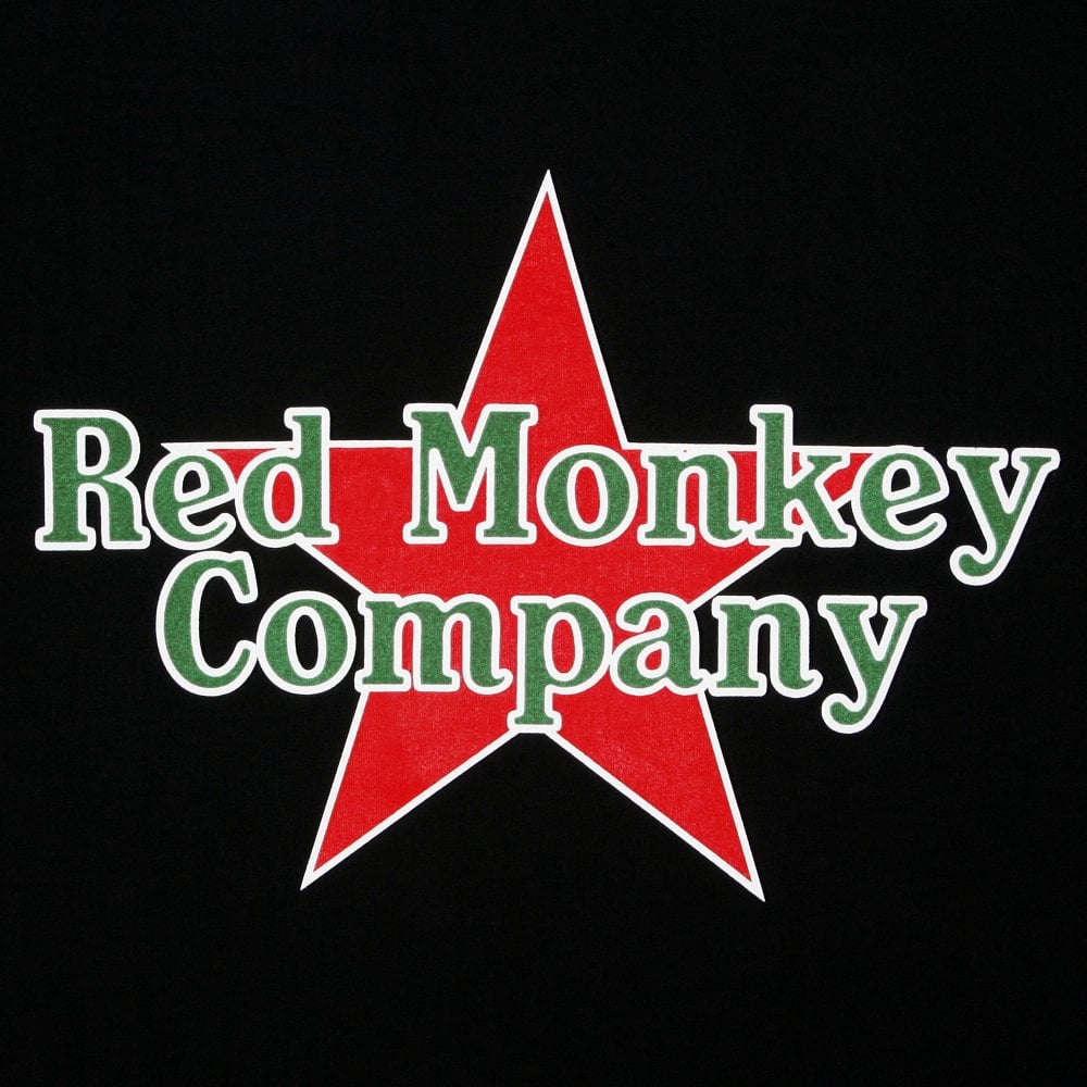 Black Crew Neck Regular Fit T-Shirt with Printed Red Star