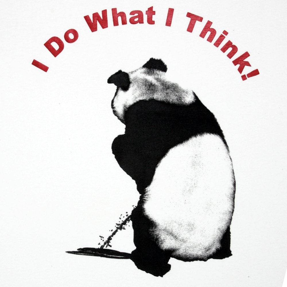 White Crew Neck Regular Fit T-Shirt with Printed Panda