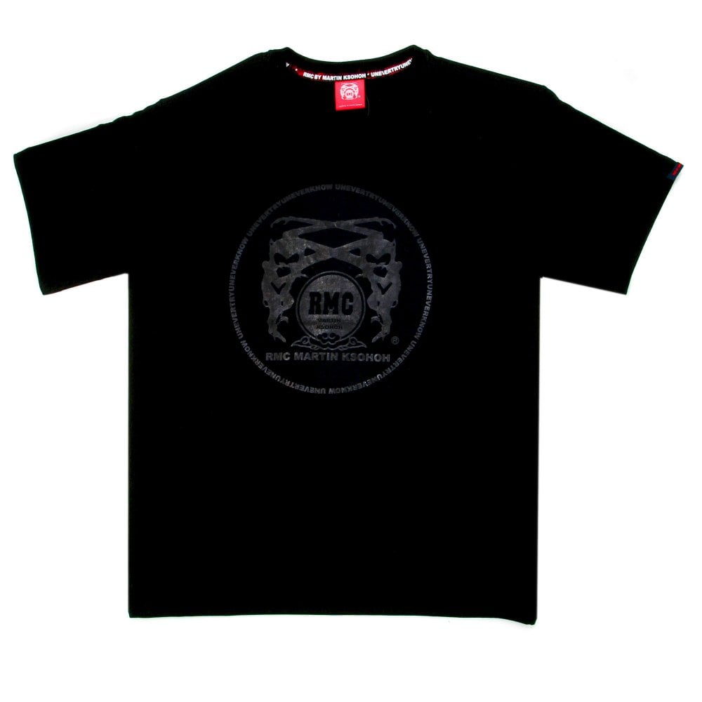 Black Crew Neck Regular Fit T-Shirt with Black Logo Print