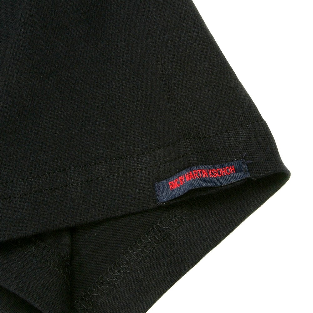 Black Crew Neck Regular Fit T-Shirt with Black Logo Print
