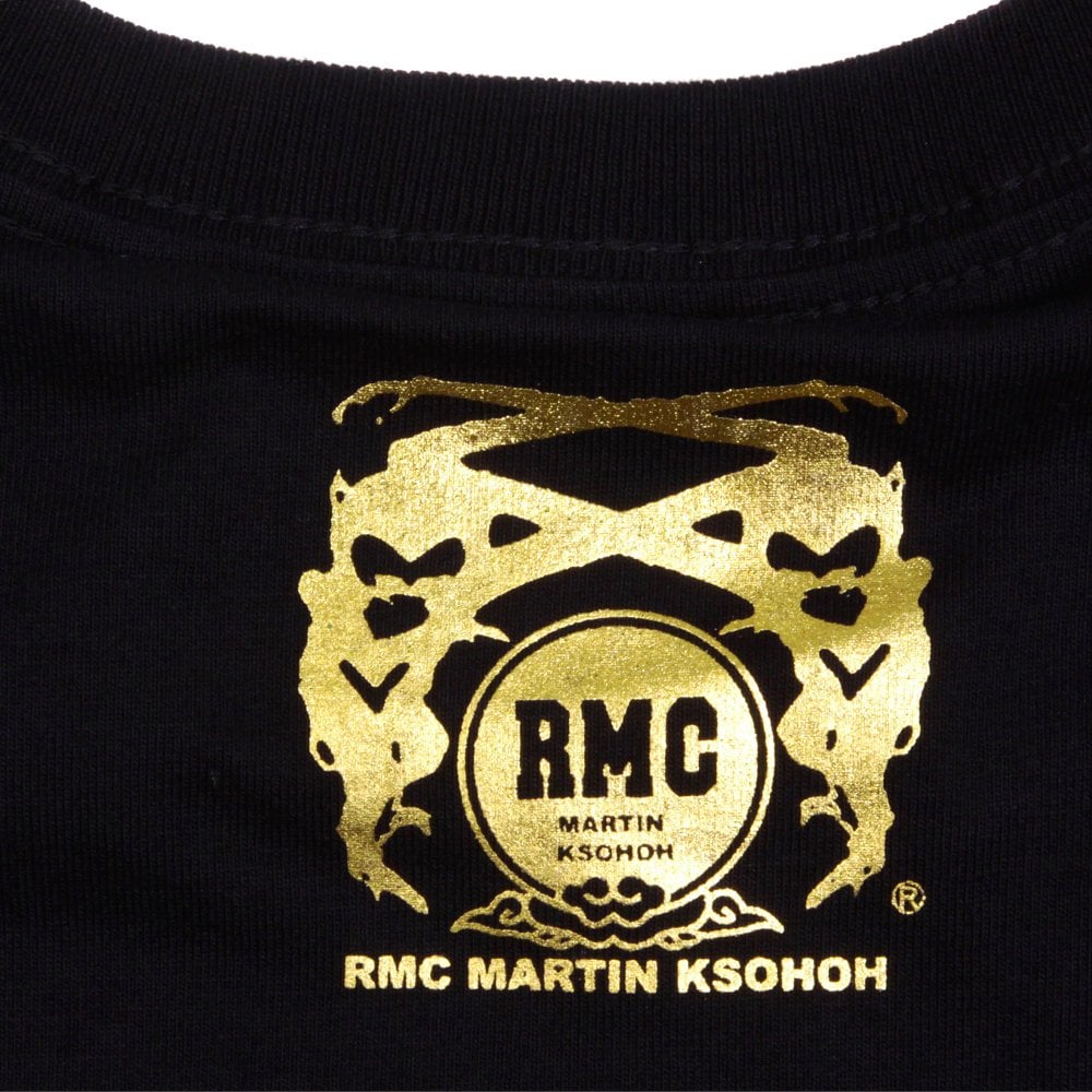 Black Crew Neck Regular Fit T-Shirt with Gold Logo Print