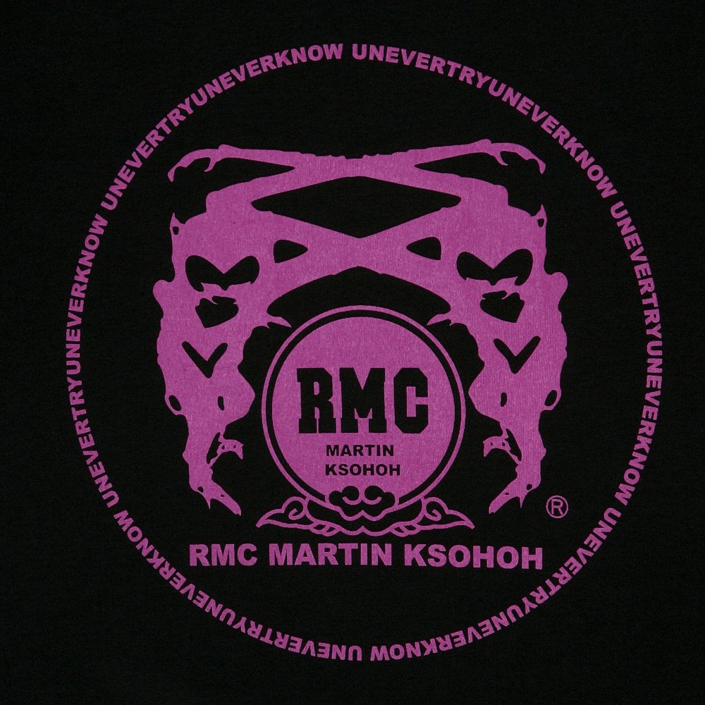 Black Crew Neck Regular Fit T-Shirt with Printed Logo in Violet