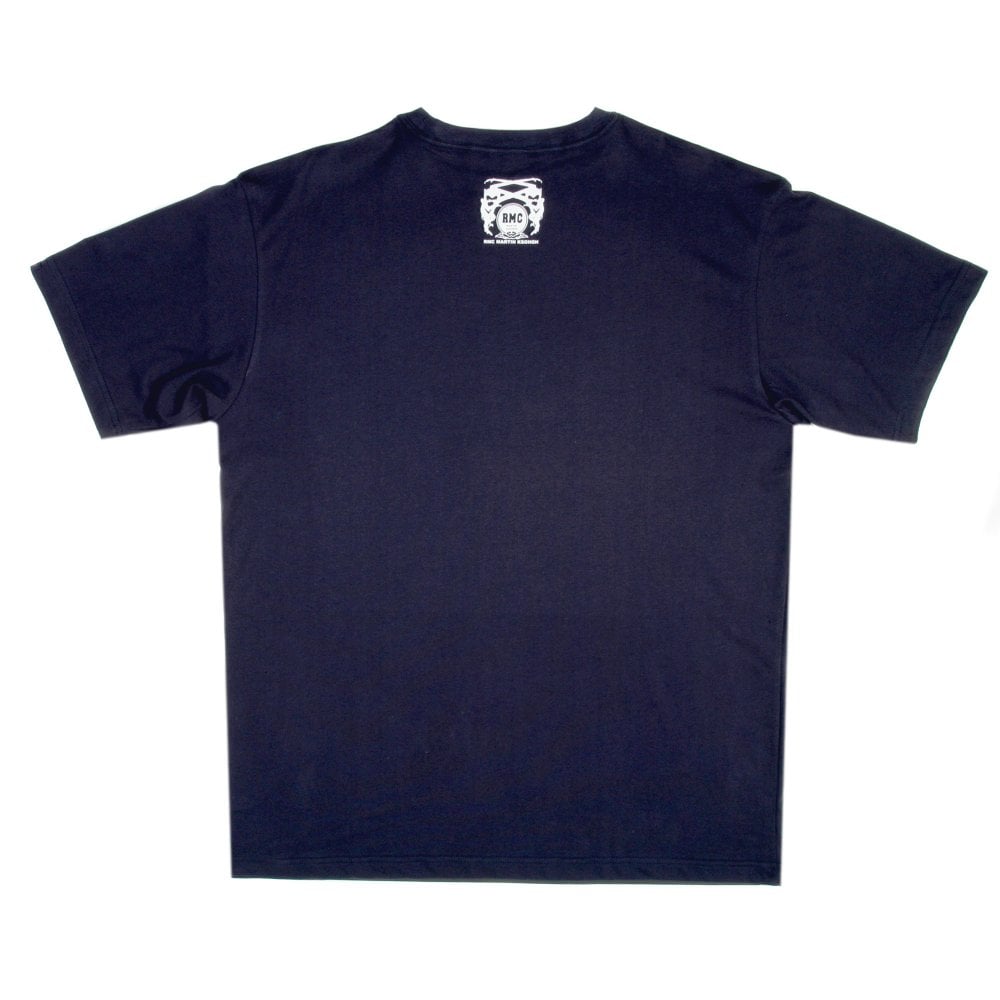 Short Sleeve Crew Neck Navy Blue T Shirt with Brand School Crest