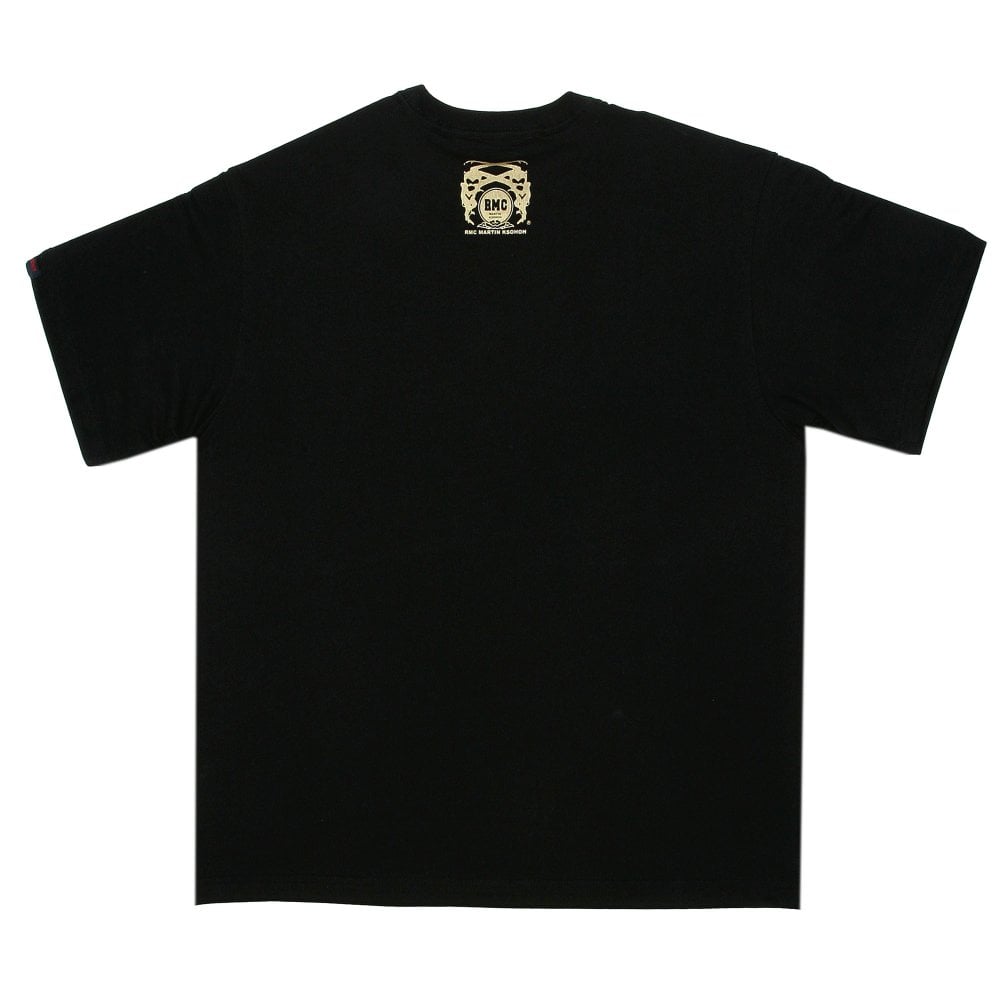 Black Crew Neck Regular Fit T-Shirt with Printed Logo in Enchanted Pink