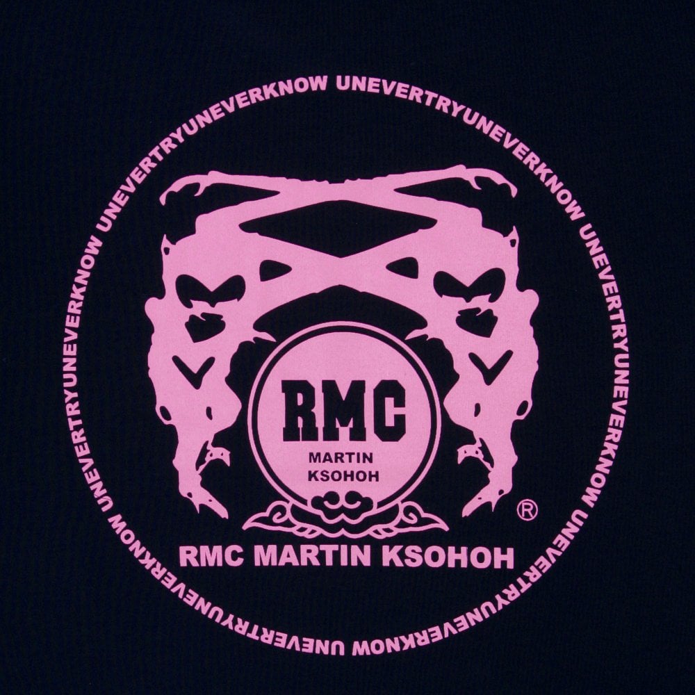 Black Crew Neck Regular Fit T-Shirt with Printed Logo in Enchanted Pink