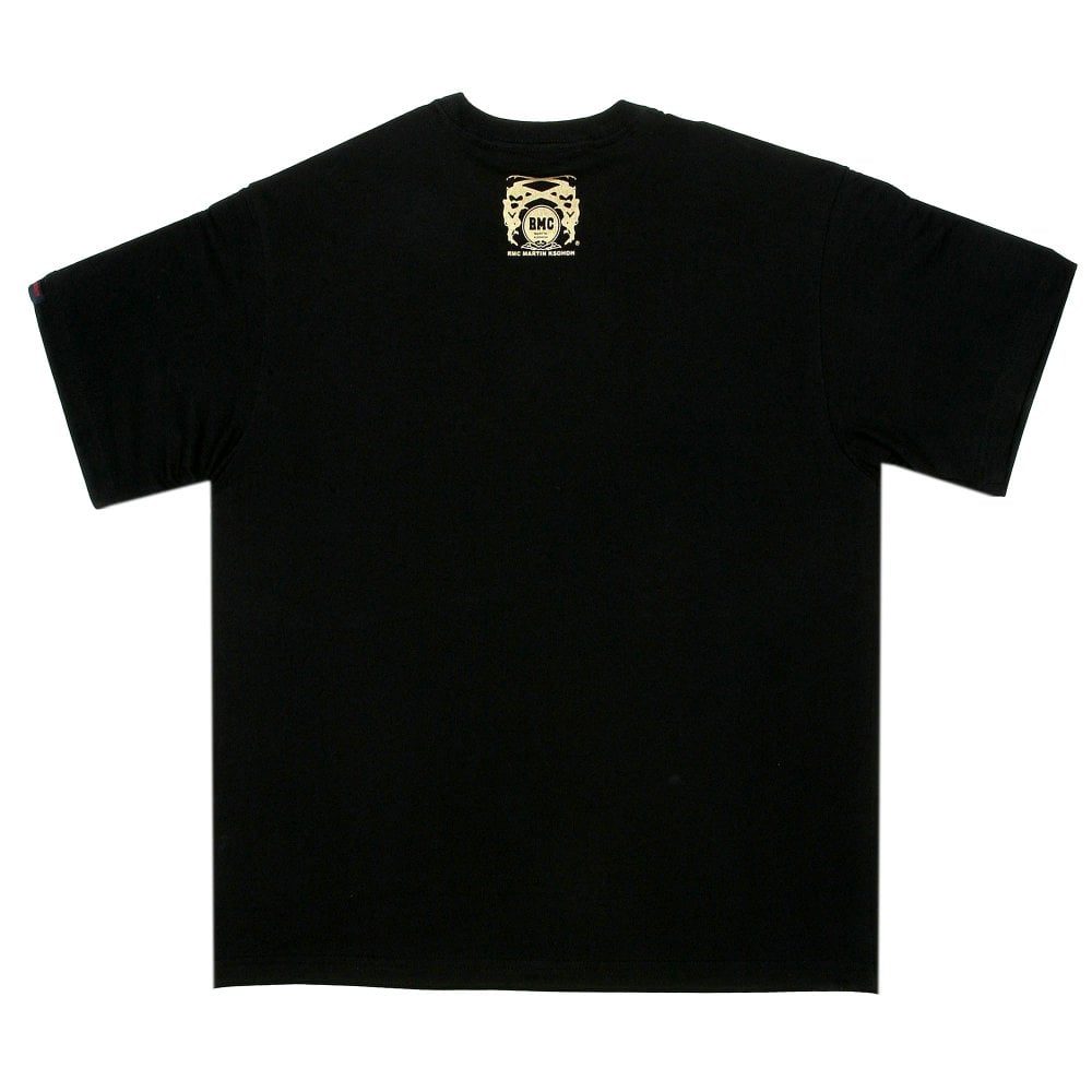 Black Crew Neck Regular Fit T-Shirt with Lucky God Print