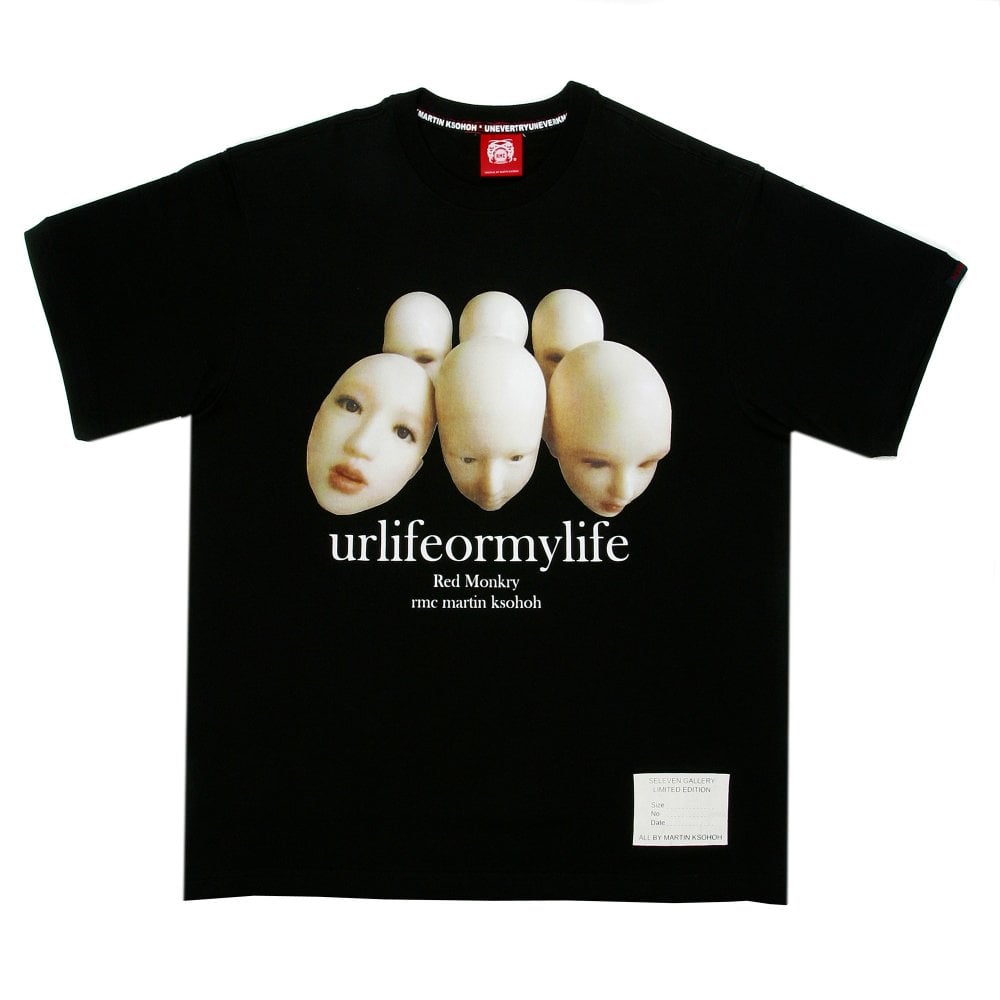 Black Crew Neck Regular Fit T-Shirt with URLIFEORMYLIFE Print