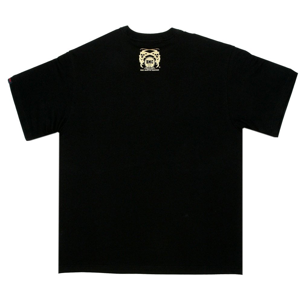Black Crew Neck Regular Fit T-Shirt with Light Blue Printed Logo