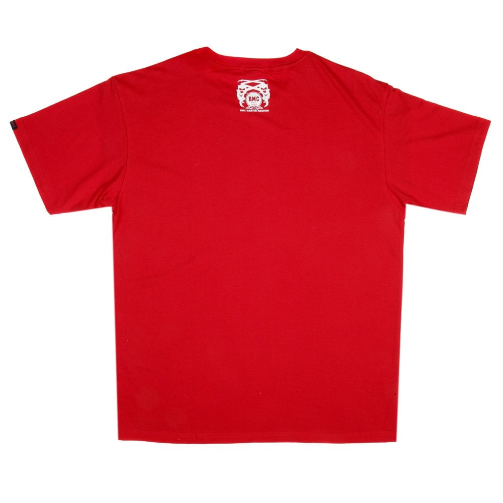 Red Crew Neck Regular Fit Short Sleeve T-Shirt with Printed Mask