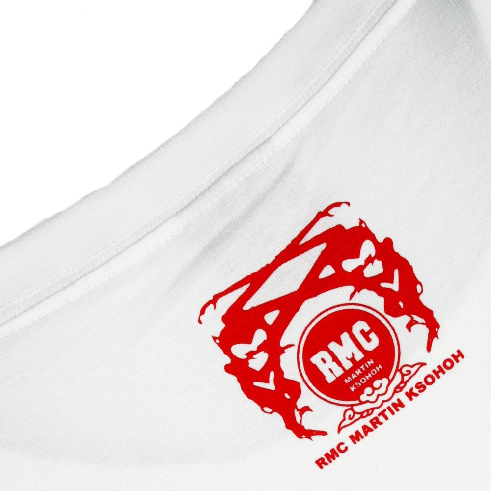White Crew Neck Regular Fit Short Sleeve T-Shirt with Printed Enjoy RMC