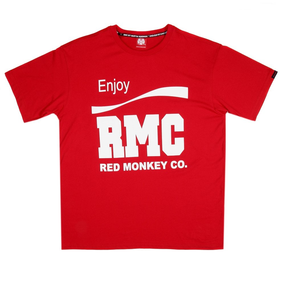 Red Crew Neck Regular Fit Short Sleeve T-Shirt with Printed Enjoy RMC