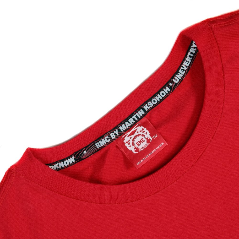 Red Crew Neck Regular Fit Short Sleeve T-Shirt with Printed Enjoy RMC