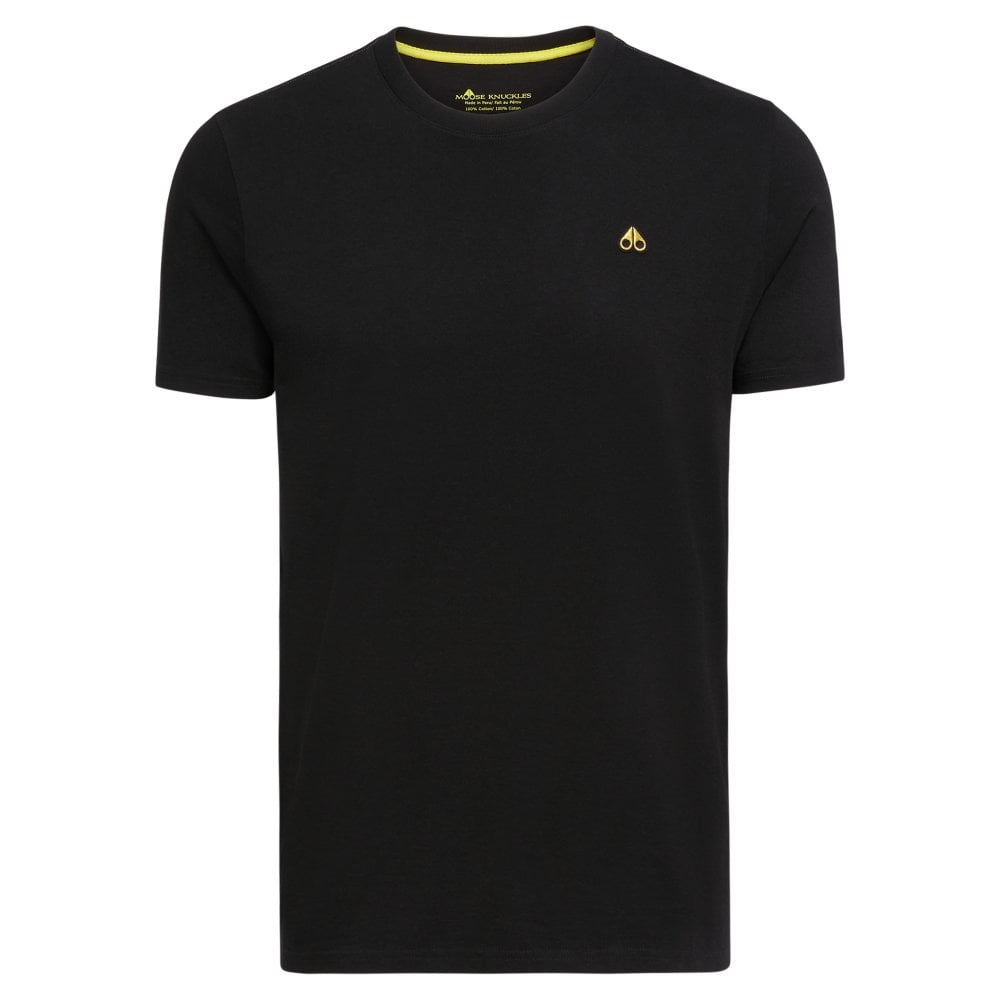 Moose Knuckles Mens Black Classic Logo Crewneck Tee Shirt