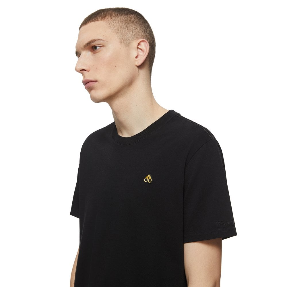 Moose Knuckles Mens Black Classic Logo Crewneck Tee Shirt