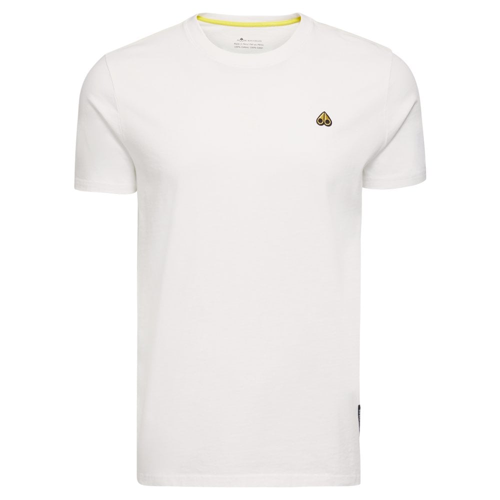 Moose Knuckles Mens White Classic Logo Crewneck Tee Shirt
