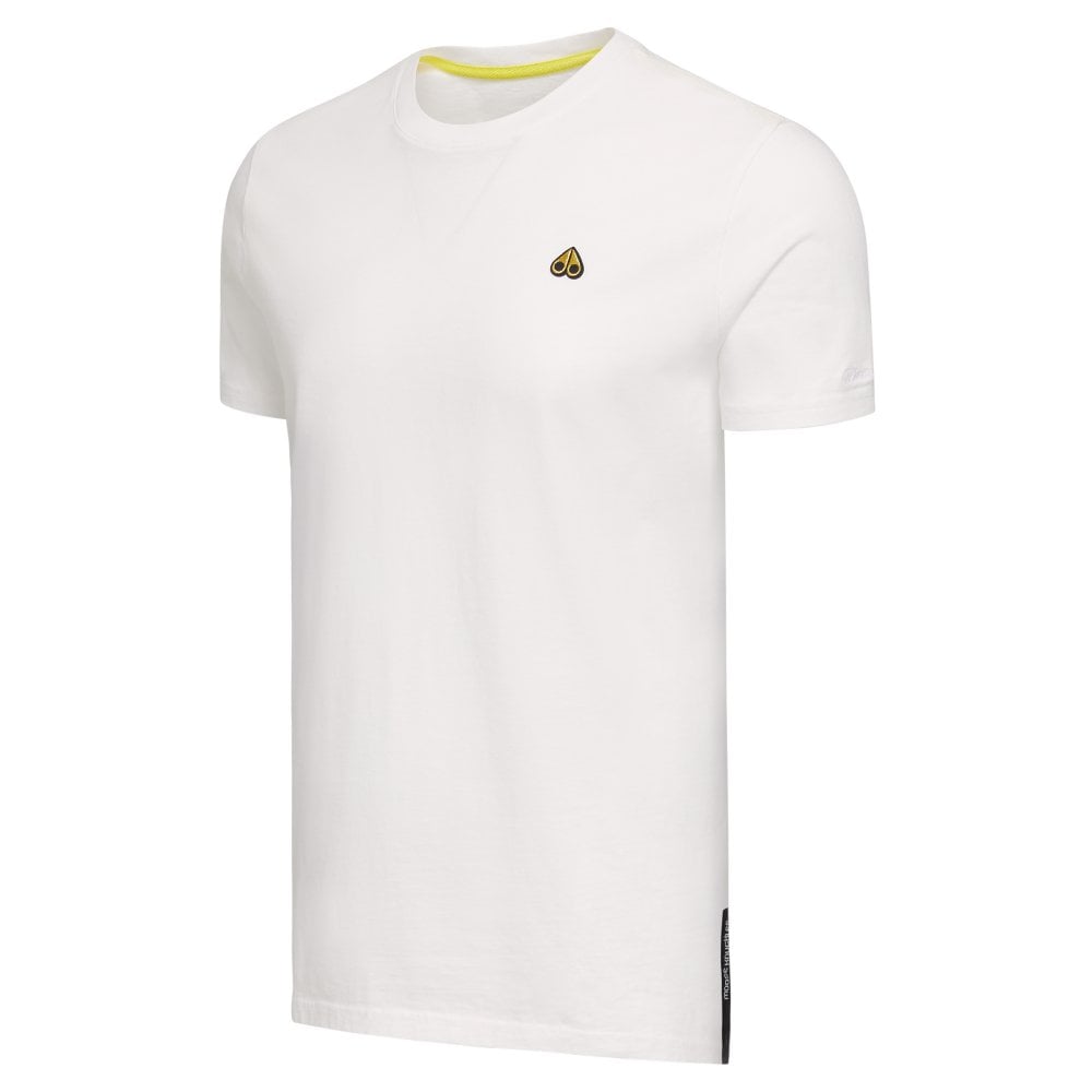 Moose Knuckles Mens White Classic Logo Crewneck Tee Shirt