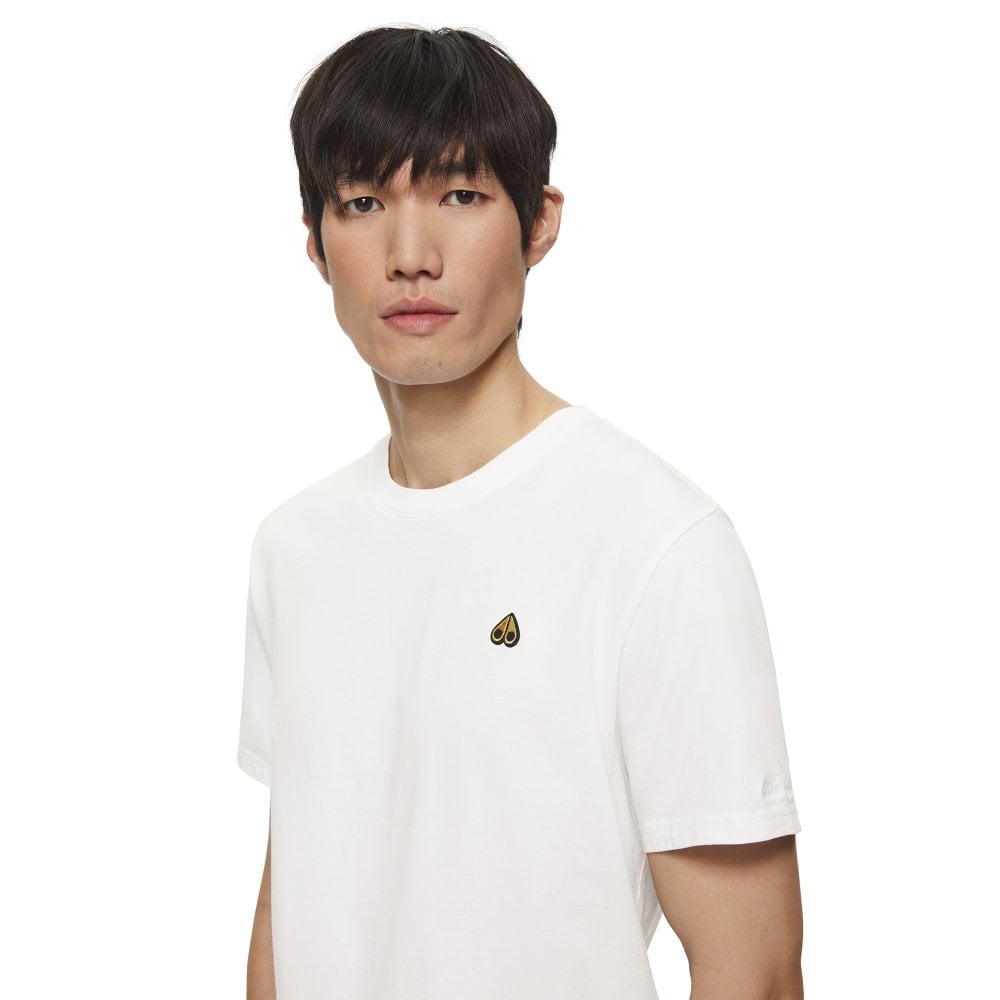 Moose Knuckles Mens White Classic Logo Crewneck Tee Shirt