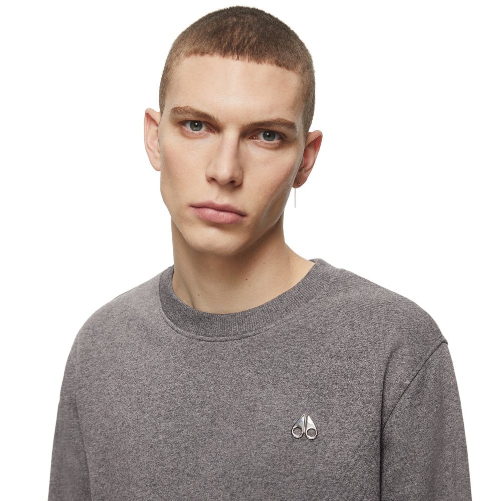 Moose Knuckles Mens Charcoal Greyfield Crewneck Sweatshirt