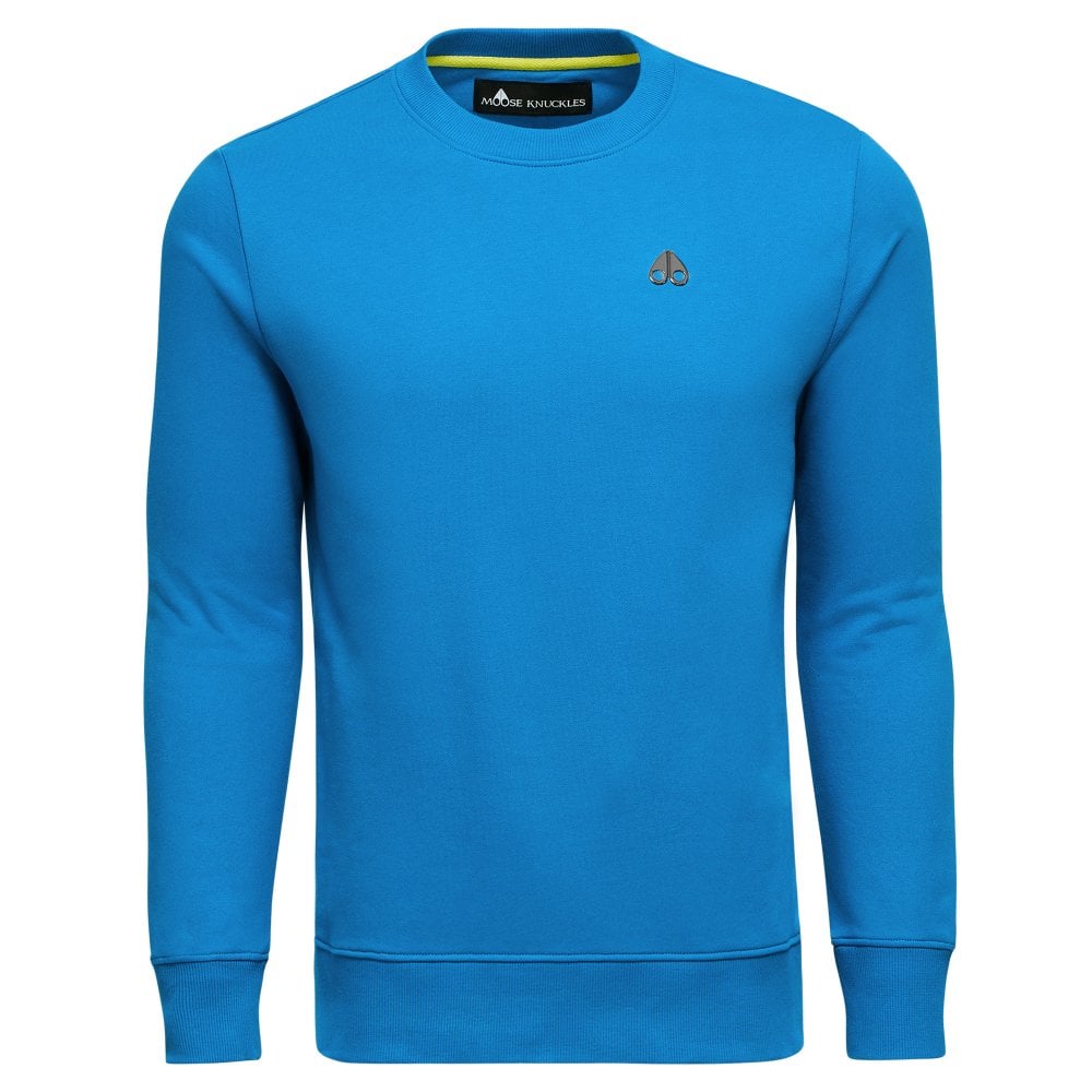 Moose Knuckles Mens Brit Blue Greyfield Crewneck Sweatshirt